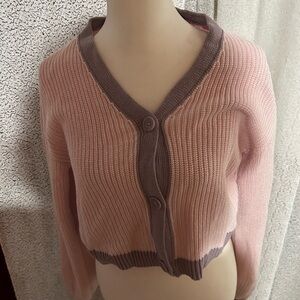 Art Class Pink and Gray Cardigan